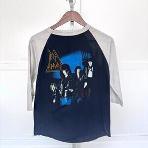 Vintage Def Leppard Rock Brigade Raglan Band Tee Size Small